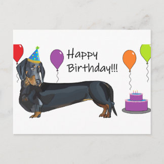 Cartão Postal Aniversário do Dachshund