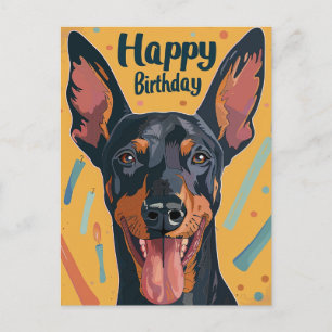 Cartão Postal Aniversário do Doberman