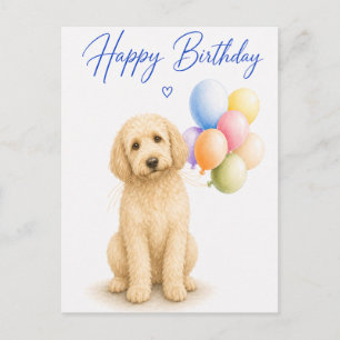 Cartão Postal Aniversário do Goldendoodle