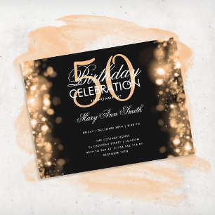 Cartão Postal Aniversário do Orçamento Luzes de Glam Douradas El