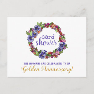 Cartão Postal Aniversário do Ouro do Chá da Placa Wreath Floral