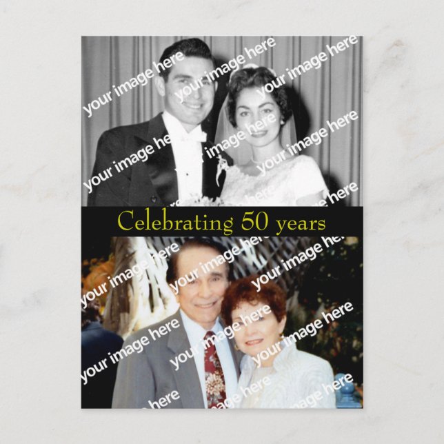 Cartão postal Aniversário do Ouro Passado e Presen (Frente)