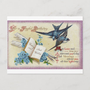 Cartão Postal Aniversário do Pássaro Azul