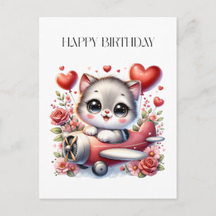 Cartão Postal Aniversário do Piloto de Gatinhos