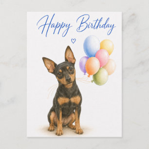 Cartão Postal Aniversário do Pinscher Miniatura