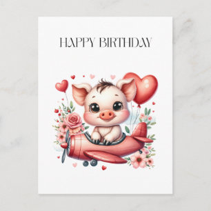 Cartão Postal Aniversário do Porco Piloto