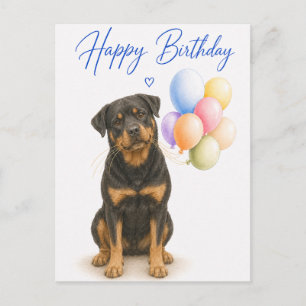 Cartão Postal Aniversário do Rottweiler