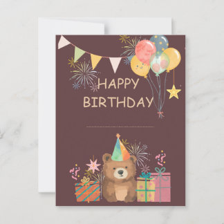 Cartão Postal Aniversário do Urso