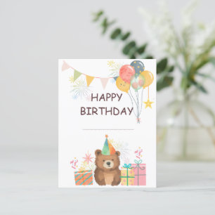 Cartão Postal Aniversário do Urso