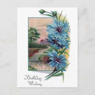 Cartão Postal Aniversário dos botões do Solteiro azul