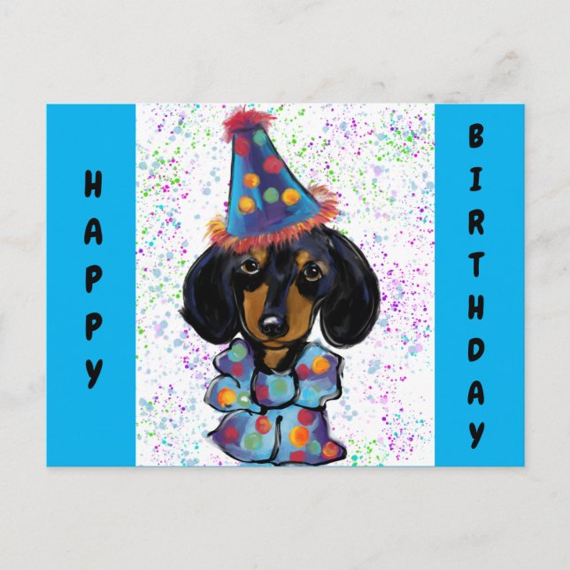 Cartão Postal Aniversário Doxie (Frente)