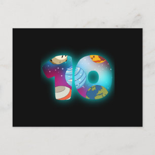 Cartão Postal ANIVERSÁRIO ESPACIAL 10 10º Aniversário Menino de 