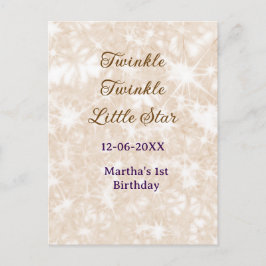 Cartão Postal Aniversário estrela brilhante brilho marrom