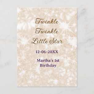 Cartão Postal Aniversário estrela brilhante brilho marrom
