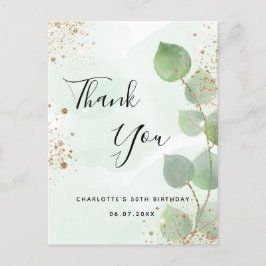 Cartão Postal Aniversário eucalyptus geenery glitter obrigado