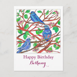 Cartão Postal Aniversário feliz do desenho personalizado do Blu