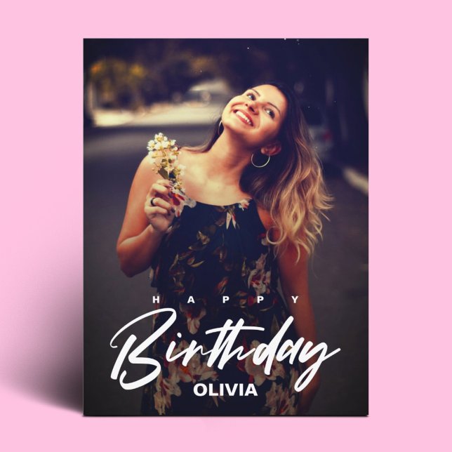 Cartão Postal Aniversário feliz do lançamento moderno Elegante (Criador carregado)