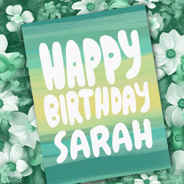 Cartão Postal ANIVERSÁRIO FELIZ Listras Coloridas em Aquarela PE (CUSTOM birthday card! Add your name or text to this colorful postcard.)