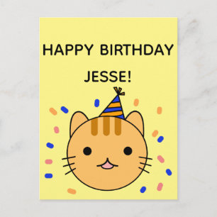 Cartão Postal Aniversário Gato   Aniversário feliz de Orange Cat