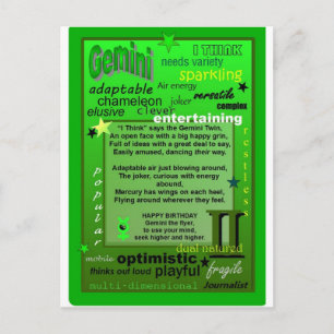 CARTÃO POSTAL ANIVERSÁRIO GEMINI