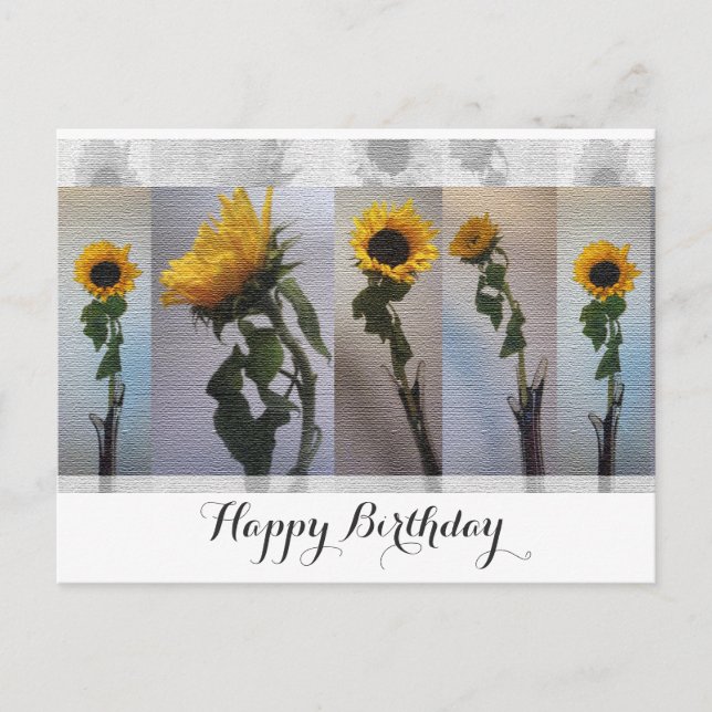 Cartão Postal Aniversário Girassol (Frente)