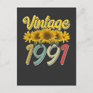 Cartão Postal Aniversário Girassol Vintage 1991 Incrível Desde 9