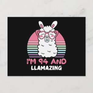 Cartão Postal Aniversário Llamazing de 94 anos Llama Presente de