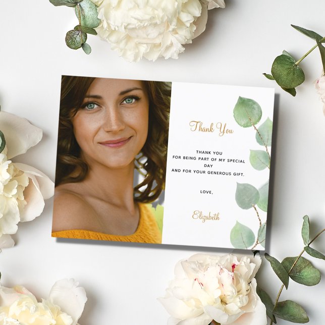 Cartão Postal Aniversário obrigado de fotos do eucalipto (Criador carregado)