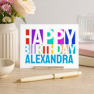 Cartão Postal Aniversário Personalizado Geométrico Colorido