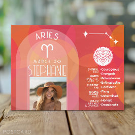 Cartão Postal Aniversário Personalizado Zodíaco Áries - Design M