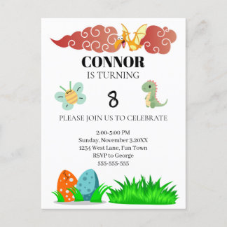 Cartão Postal Aniversário Tema Dinossauros Infantil