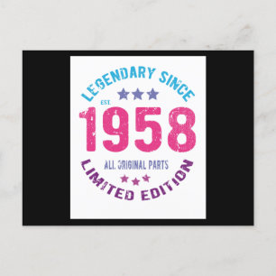 Cartão Postal Aniversário Vintage 1958