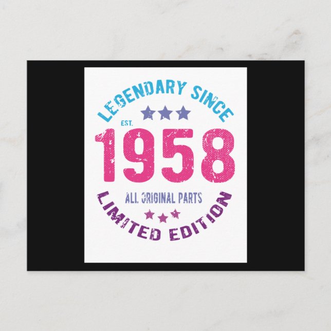 Cartão Postal Aniversário Vintage 1958 (Frente)