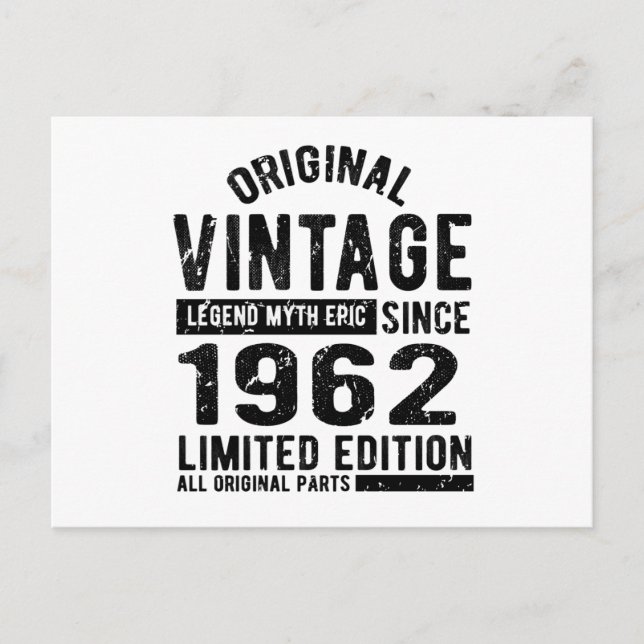 Cartão Postal Aniversário Vintage 1962 (Frente)