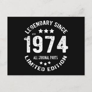 Cartão Postal Aniversário Vintage 1974