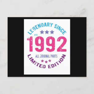 Cartão Postal Aniversário Vintage 1992