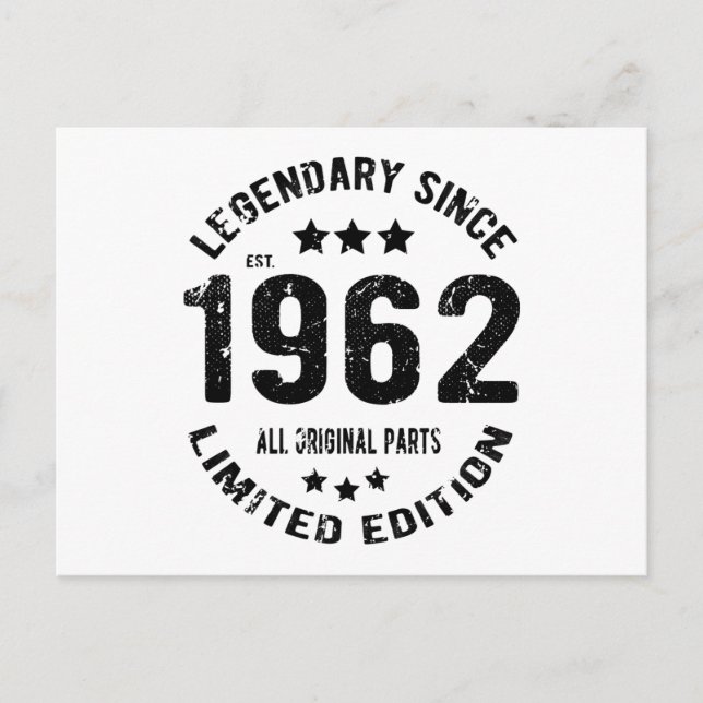 Cartão Postal Aniversário Vintage de 1962 (Frente)