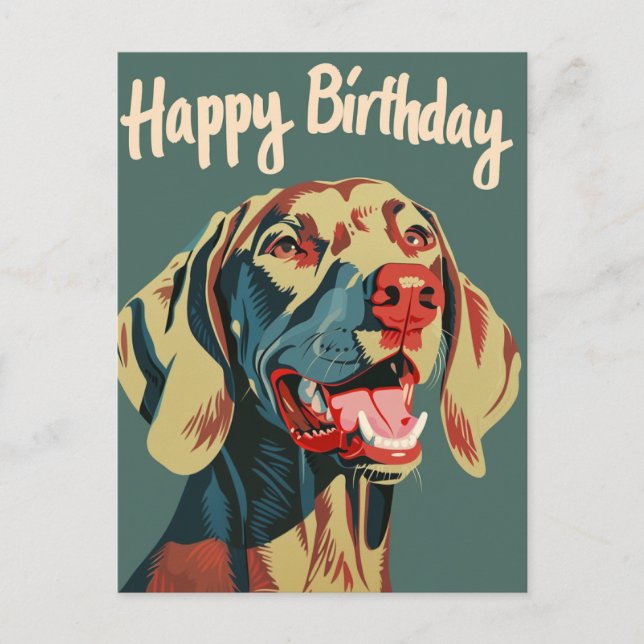 Cartão Postal Aniversário Weimaraner (Frente)