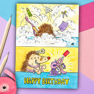 Cartão Postal Aniversário Wrapping Disaster por N. Janes