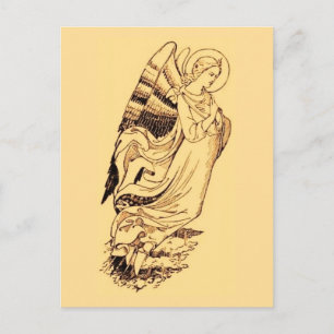 Cartão Postal Anjo A Rosa E Dourado