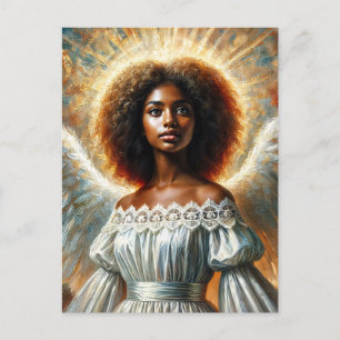 Cartão Postal Anjo Afro-Americano Com Halo