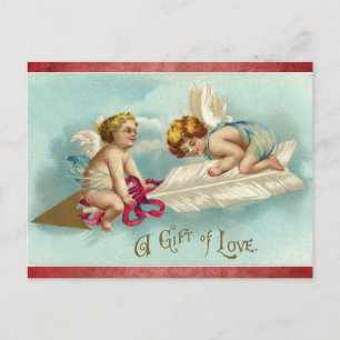 Cartão Postal Anjo Amor Vitoriano Fofo Vintage