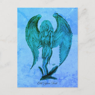 Cartão Postal Anjo, Arte Lápis em Marmor Design