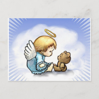 Cartão Postal Anjo bebê e ursinho