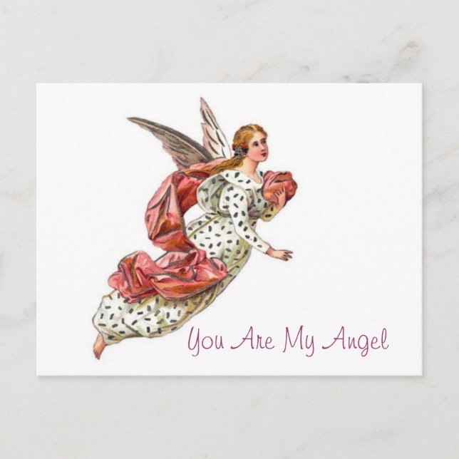 Cartão Postal Anjo bonito com fita rosa (Frente)