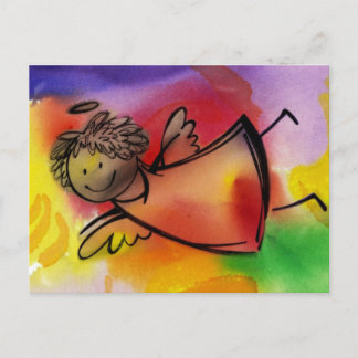 Cartão Postal Anjo colorido de voo