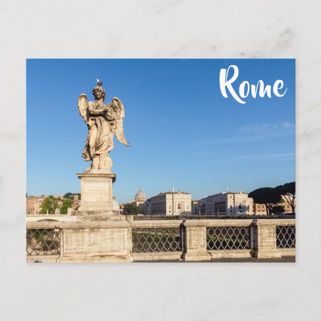 Cartão Postal Anjo com Coroa de Cornos - Sant'Angelo, Roma (Frente)