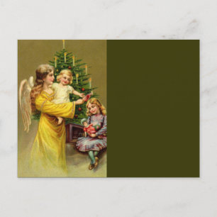 Cartão Postal Anjo com Crianças e Árvore