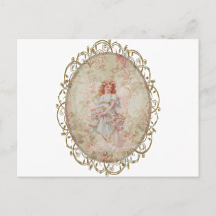Cartão Postal Anjo com Flores