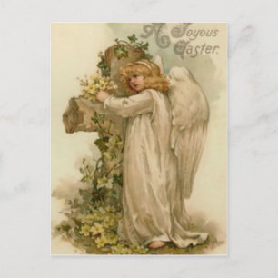 Cartão Postal Anjo Cruz Cristã Folha de Lírio